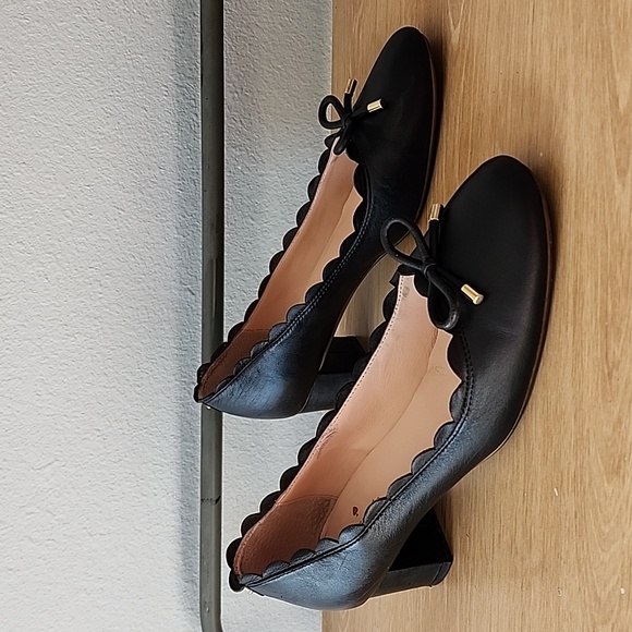 Kate Spade Yasmin Scalloped Bow Ballet Block Heel in Black 9 - Picture 3 of 11